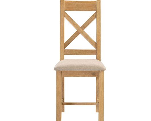 WINDSOR CROSS BACK DINING CHAIR (X2 PER BOX) - NATURAL OAK/OAT FABRIC