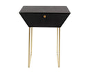 Apollo metal 1 drawer bedside cabinet, black with gold handle and legs