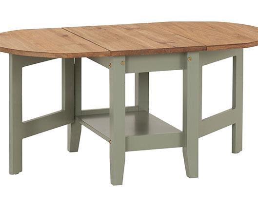 SANTOS DROP LEAF COFFEE TABLE - GREEN/DISTRESSED WAXED PINE