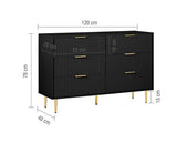 Zara 6 Drawer Fluted Chest - Black