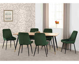 HAMILTON & AVERY LARGE DINING SET (X6 CHAIRS) - MEDIUM OAK EFFECT/EMERALD GREEN VELVET