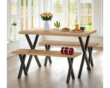 BUXTON DINING BENCH SET - LIGHT OAK EFFECT/BLACK