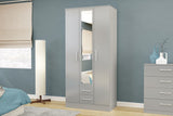 Larz 3 Door 2 Drawer Wardrobe With Mirror-Grey