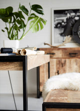 Cole Industrial Metal & Wooden Regular Dining Table