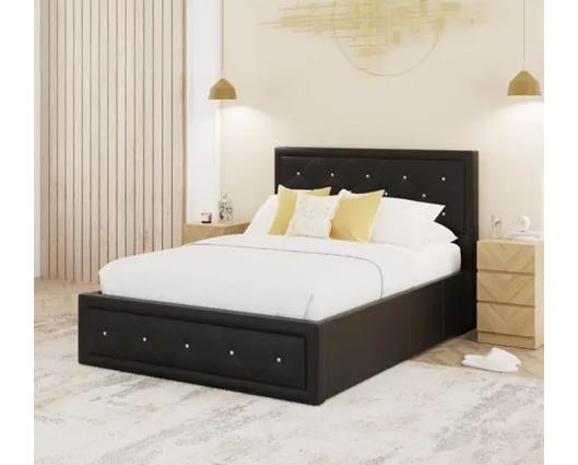 Hollywood Ottoman Double Bed - Black