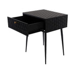 Saturn metal 1 drawer bedside cabinet, black with gold handle