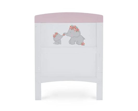 Grace Inspire Cot Bed + Fibre Mattress - Me & Mini Me Elephants Pink