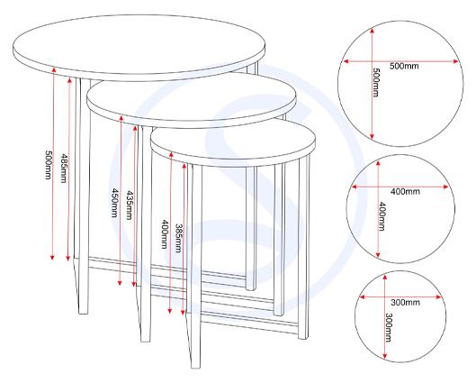 ATHENS ROUND 3PC NEST OF TABLES - CONCRETE EFFECT