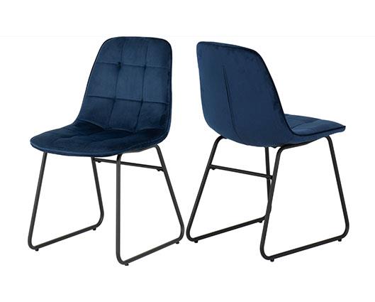 MARLOW & LUKAS DINING SET (X4 CHAIRS) - WHITE MARBLE/SAPPHIRE BLUE VELVET