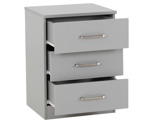 DAKOTA 3 DRAWER BEDSIDE - LIGHT GREY