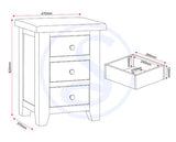 WINDSOR 3 DRAWER BEDSIDE - IVORY/OAK