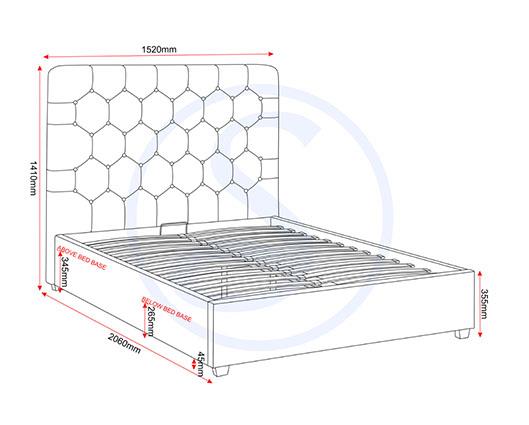 MADISON 4'6" OTTOMAN BED - GREY VELVET FABRIC
