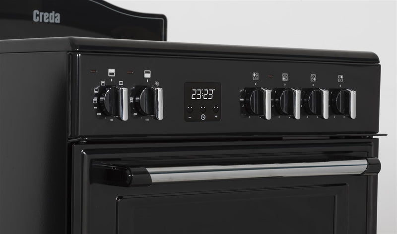 C60CMRBL Creda Mini Range Black 60cm Ceramic Double