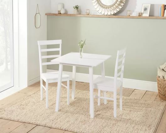Stetson Dining Table & 2 Ladder Chairs- White