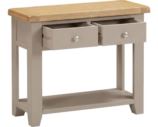 WINDSOR 2 DRAWER CONSOLE TABLE - PUTTY/OAK