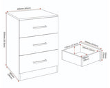 DAKOTA 3 DRAWER BEDSIDE - OAK EFFECT