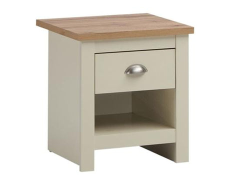 Lincoln Nightstand with 1 Drawer Cream & Oak Effect
