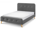 Astrid Curved Retro Buttoned Double Bed - Grey