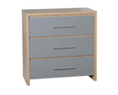 Santos 3 Drawer Chest - Grey High Gloss/Light Oak Effect Veneer