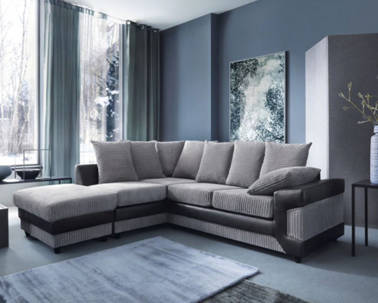 Dulcie Left Hand Facing Corner Sofa - Black & Charcoal