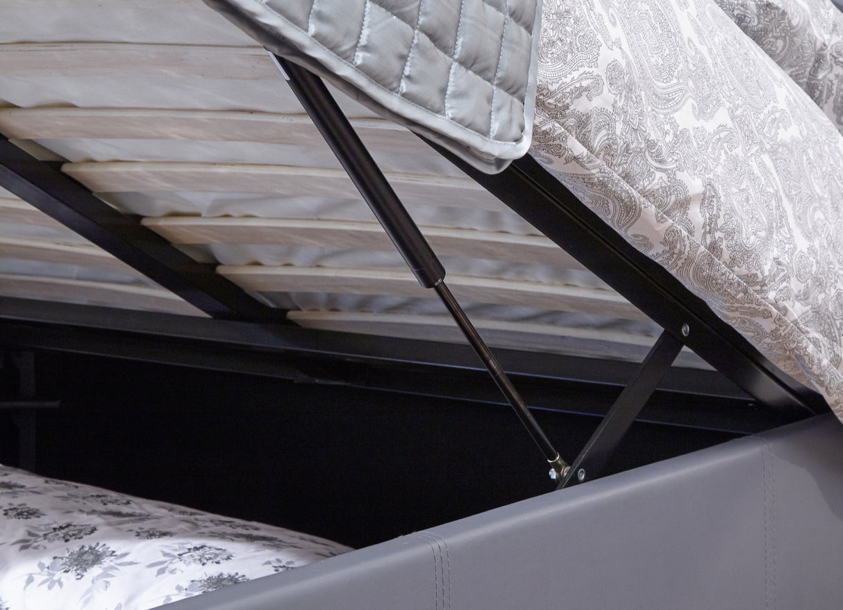 Small Double End Lift Ottoman Bed-Grey PU