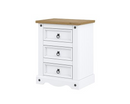 Corona White 3 Drawer Bedside Cabinet