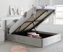Berlin Double Ottoman Bed - Steel Crushed Velvet