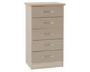 Neptune 5 Drawer Narrow Chest - Oyster Gloss/Light Oak Effect Veneer