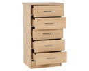 Neptune 5 Drawer Narrow Chest - Sonoma Oak Effect