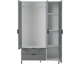 MADRID 3 DOOR 2 DRAWER WARDROBE - GREY/WHITE GLOSS