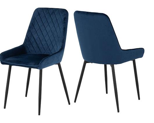 MARLOW & AVERY DINING SET (X4 CHAIRS) - BLACK MARBLE/SAPPHIRE BLUE VELVET