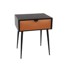 Jupiter metal 1 drawer bedside cabinet, copper drawer with black handle legs