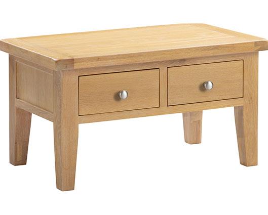 WINDSOR 2 DRAWER COFFEE TABLE - NATURAL OAK