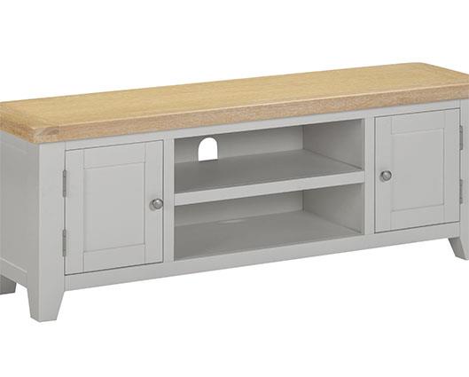 WINDSOR STRAIGHT TV UNIT - PEBBLE GREY/OAK