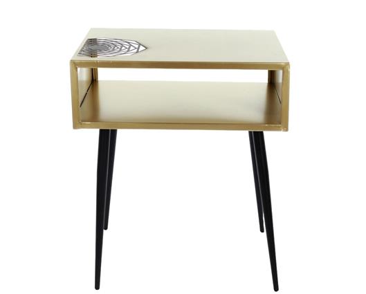 Galaxy metal bedside table, gold with black legs