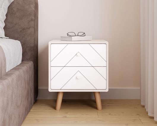 DIXIE 2 DRAWER BEDSIDE - DUSTY GREY/WHITE
