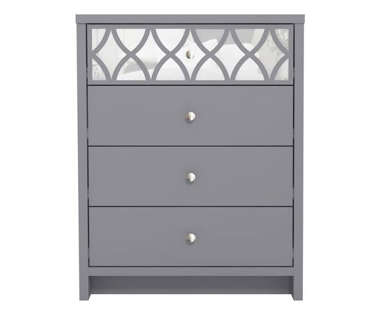 Arianna 4 Drawer Chest with Mirror- Cool Grey