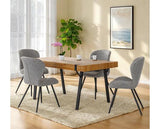 TREVISO & QUEBEC DINING SET (X4 CHAIRS) - LIGHT OAK EFFECT/GREY FAUX LEATHER