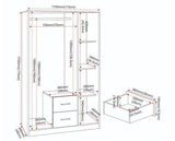 DAKOTA 3 DOOR 2 DRAWER MIRRORED WARDROBE - DARK GREY
