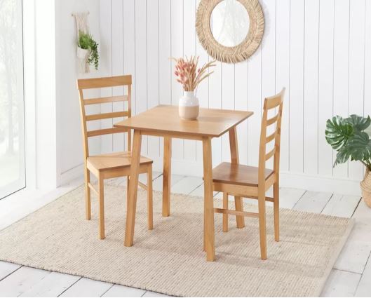 Stetson Dining Table & 2 Ladder Chairs- Oak