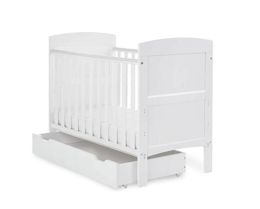 Grace Cot Bed, Under Drawer + Fibre Mattress - White