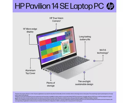 HP Pavilion SE 14-ep0530sa 14" Laptop - Intel® Core™ i3, 128 GB UFS, Natural Silver