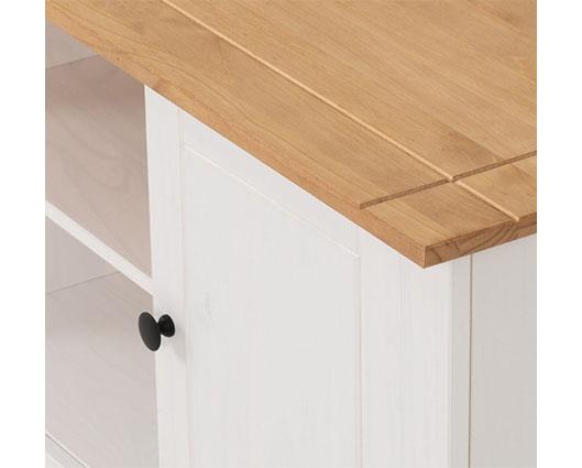PANAMA FLAT SCREEN TV UNIT - WHITE/NATURAL WAX