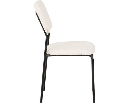 SHELDON ROUND GLASS TOP DINING SET (X4 CHAIRS) - CLEAR GLASS/IVORY BOUCLE FABRIC
