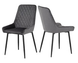 ATHENS RECT & AVERY DINING SET (X4 CHAIRS) - CONCRETE/GREY VELVET
