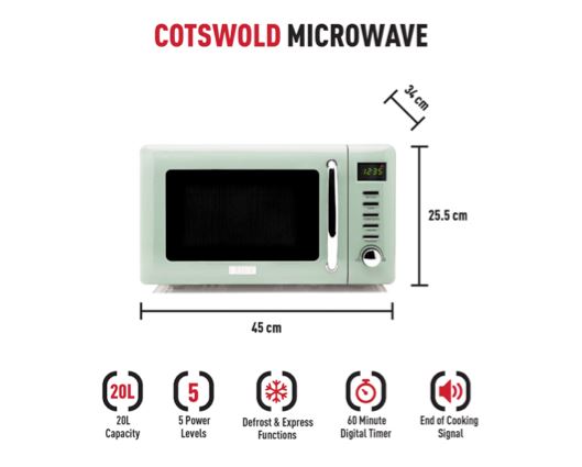 Haden Cotswold 800W 20L Microwave Sage