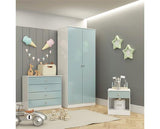 DENVER 2 DOOR WARDROBE - WHITE/BLUE GLOSS