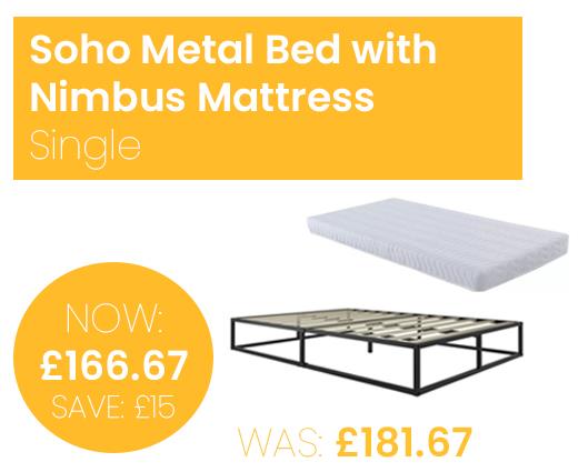 Soho Metal Platfrom Bed Black with Nimbus Foam Mattress - Single