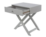 Cross Leg 1 Drawer Bedside Cabinet-Light Grey