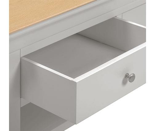 BORDEAUX 2 DRAWER COFFEE TABLE - PEBBLE GREY/OAK